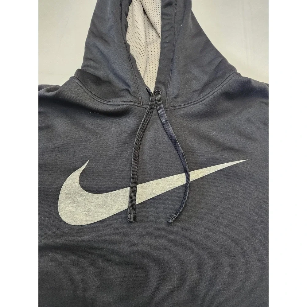 Nike Therma-Fit Hoodie Mens Large Black Pullover Fleece Swoosh‎ Logo Athletic
